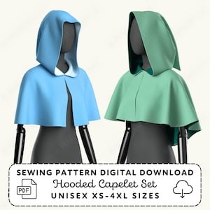 Hooded Capelet Sewing Pattern | Cosplay Cape XS-4XL (PDF Digital Download)