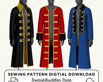 Swashbuckler Outfit Sewing Pattern for Cosplay XS-4XL Digital Download Print at Home PDF
