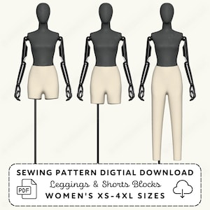 Leggings and Shorts Sewing Pattern Pack | Women&#39;s XS-4XL (PDF Digital Download)