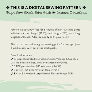 High Low Circle Skirt Pattern Set Womens XS-4XL PDF Cosplay Pattern ...
