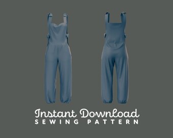 Overalls Sewing Pattern | Womens XS-4XL Dungarees Pattern Digital Download PDF