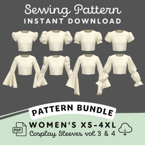 Ärmel Schnittmuster B | Women XS-4XL PDF Cosplay Pattern | Digitaler Download Print at Home Muster