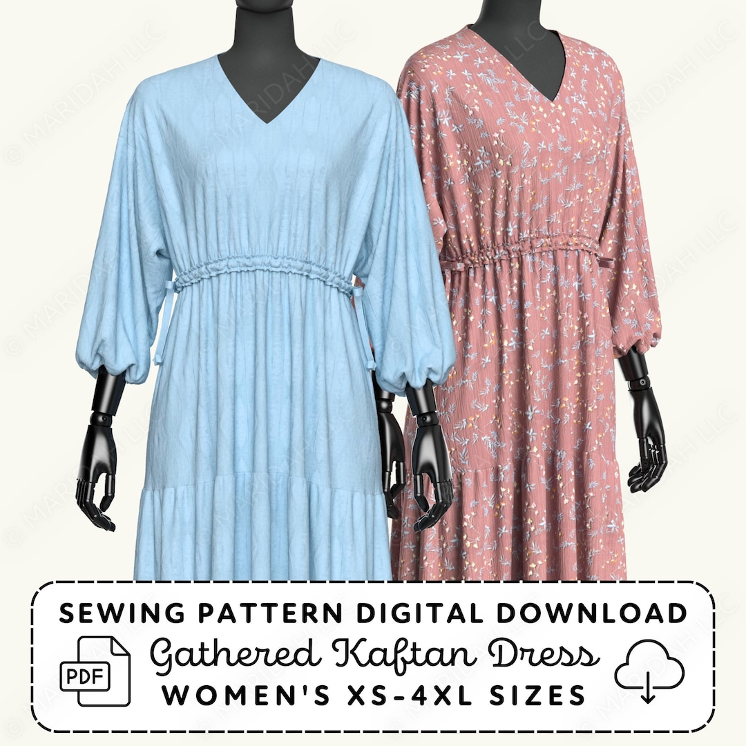Womens Kaftan Dress Sewing Pattern | Tiered Maxi (XS-4XL) PDF Digital  Download - Etsy