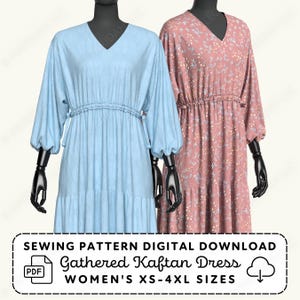 Womens Kaftan Dress Sewing Pattern | Tiered Maxi (XS-4XL) PDF Digital Download