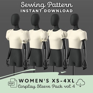 Sleeve Sewing Pattern Pack Vol 4 | Womens XS-4XL PDF Cosplay Pattern | Digital Download Print at Home Pattern