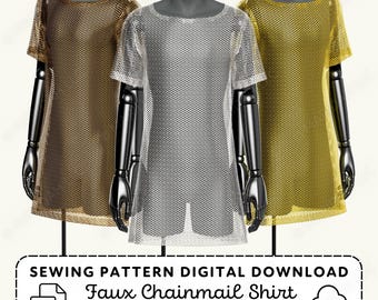 Faux Chainmail Shirt Sewing Pattern: Men's XS-4XL Cosplay (Digital Download)