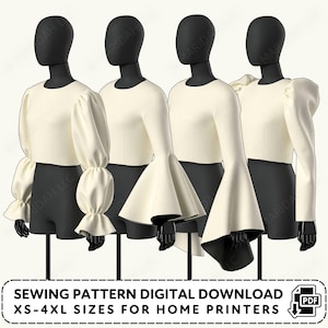 Cosplay Sleeve Pattern Pack | Puff Flounce Mutton Sleeves XS-4XL (PDF Digital Download)