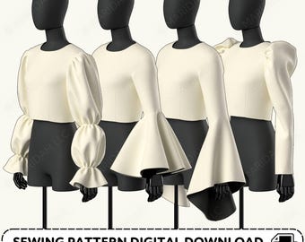 Cosplay Sleeve Pattern Pack | Puff Flounce Mutton Sleeves XS-4XL (PDF Digital Download)