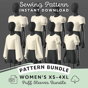 Puff Sleeve Sewing Pattern Bundle | Womens XS-4XL PDF Cosplay Pattern | Digital Download Print at Home Pattern