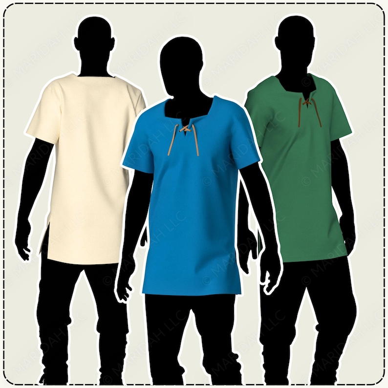 three silhouetted human figures wearing different colored shirts, standing side by side.