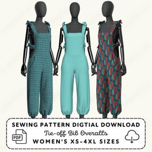 Bow Tie Overalls Sewing Pattern | Women&#39;s XS-4XL (Digital Download PDF)