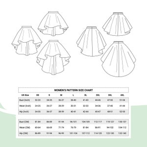 High Low Circle Skirt Pattern Set Womens XS-4XL PDF Cosplay - Etsy