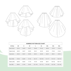 High Low Circle Skirt Pattern Set Womens XS-4XL PDF Cosplay - Etsy