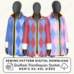 Harlequin Jacket Sewing Pattern | Mens XS-4XL (PDF Digital Download)