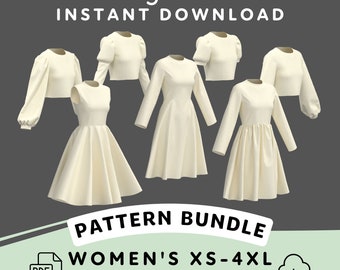 Cosplay Dress Pattern Bundle A | Womens XS-4XL PDF Cosplay Pattern | Digital Download Print at Home Pattern