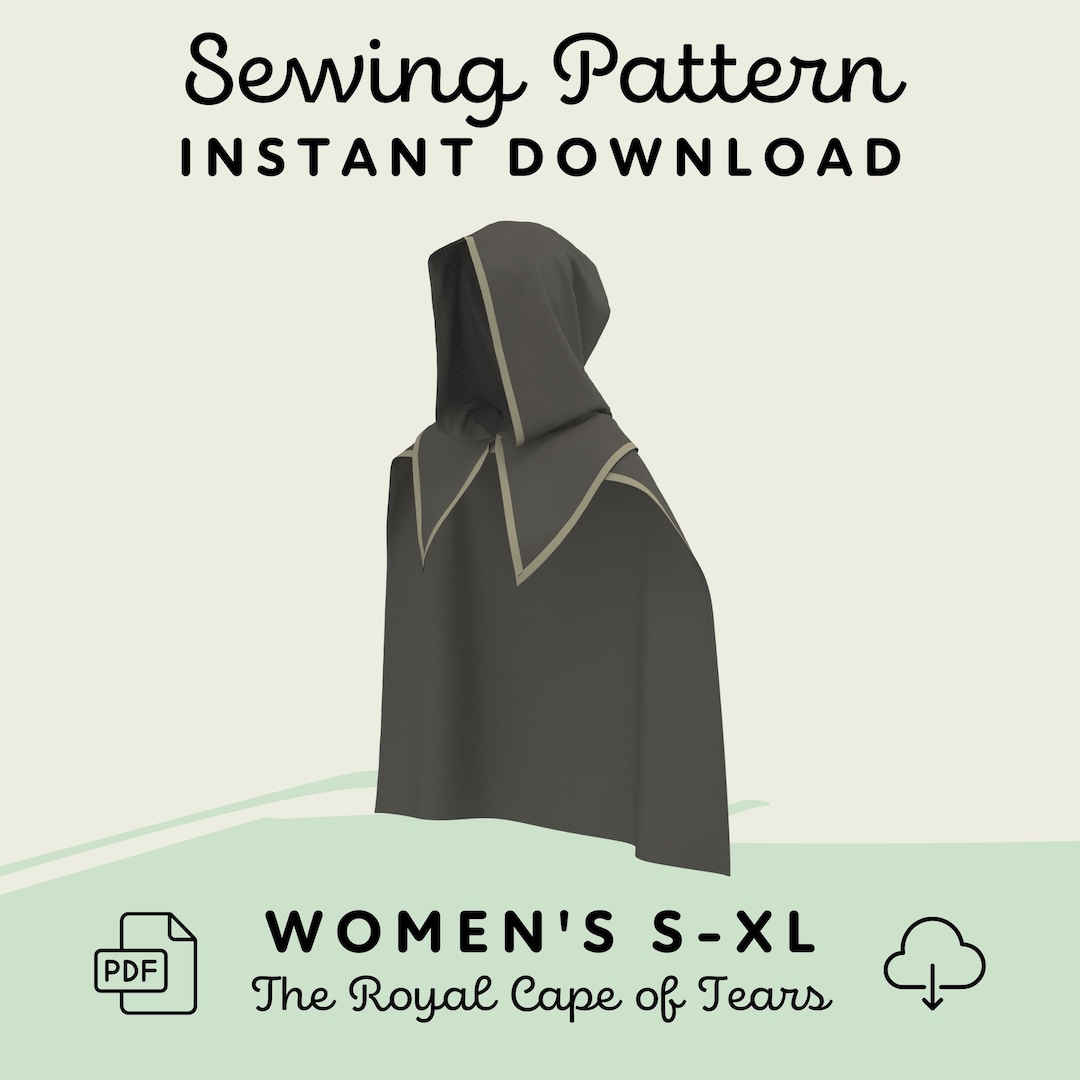 Royal Cape of Tears Sewing Pattern & Vector Files Cloak PDF Etsy Canada