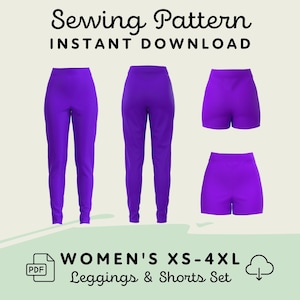 Leggings and Shorts Pattern Pack | Womens XS-4XL PDF Cosplay Pattern | Digital Download Print at Home Pattern