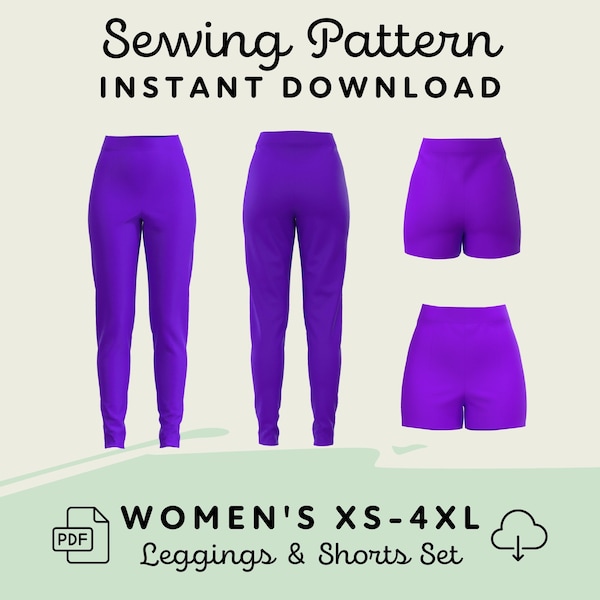 Leggings and Shorts Pattern Pack | Womens XS-4XL PDF Cosplay Pattern | Digital Download Print at Home Pattern