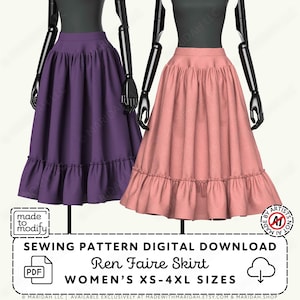 Gathered Skirt Sewing Pattern | Ren Faire Style (PDF Digital Download)