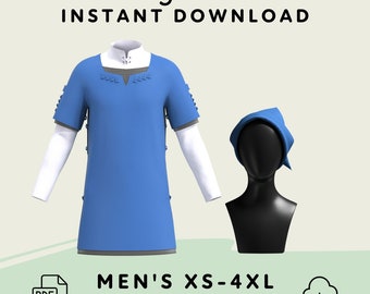 Laced Tunic Outfit Sewing Pattern | Mens XS-4XL PDF Cosplay Pattern | Digital Download Print at Home Pattern