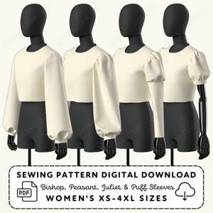 Puff Juliet Bishop Peasant Sleeve Sewing Patterns | XS-4XL (PDF Digital Download)