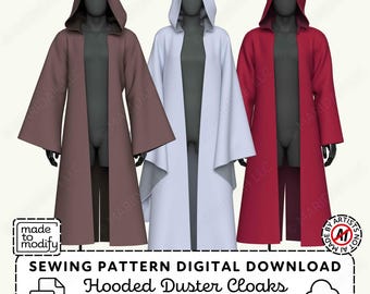 Hooded Cloak Modular Sewing Pattern | XS-4XL Wizard Robe, Renaissance Cosplay (PDF Digital Download)