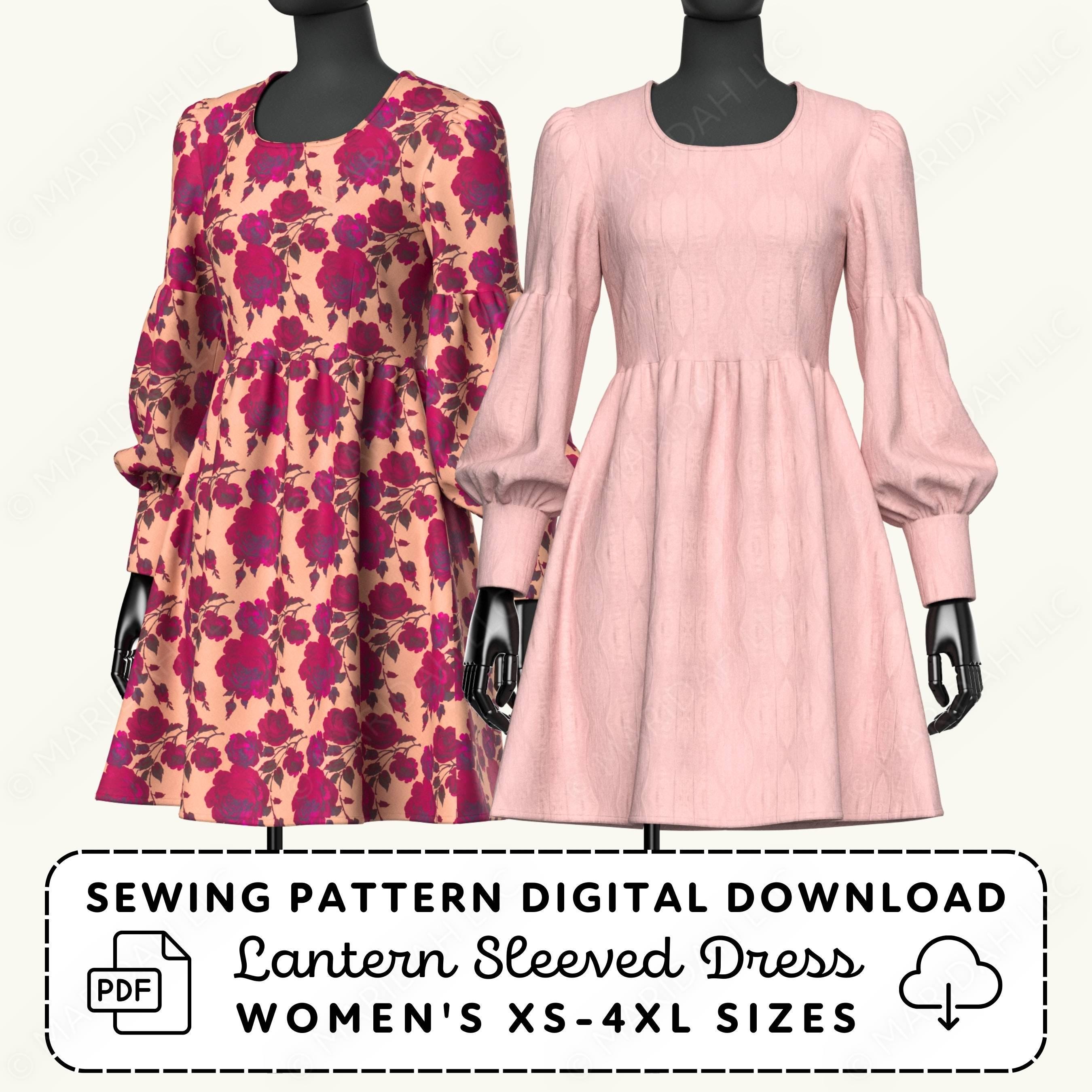 Lantern Sleeve Dress Sewing Pattern | Women's XS-4XL (PDF Digital