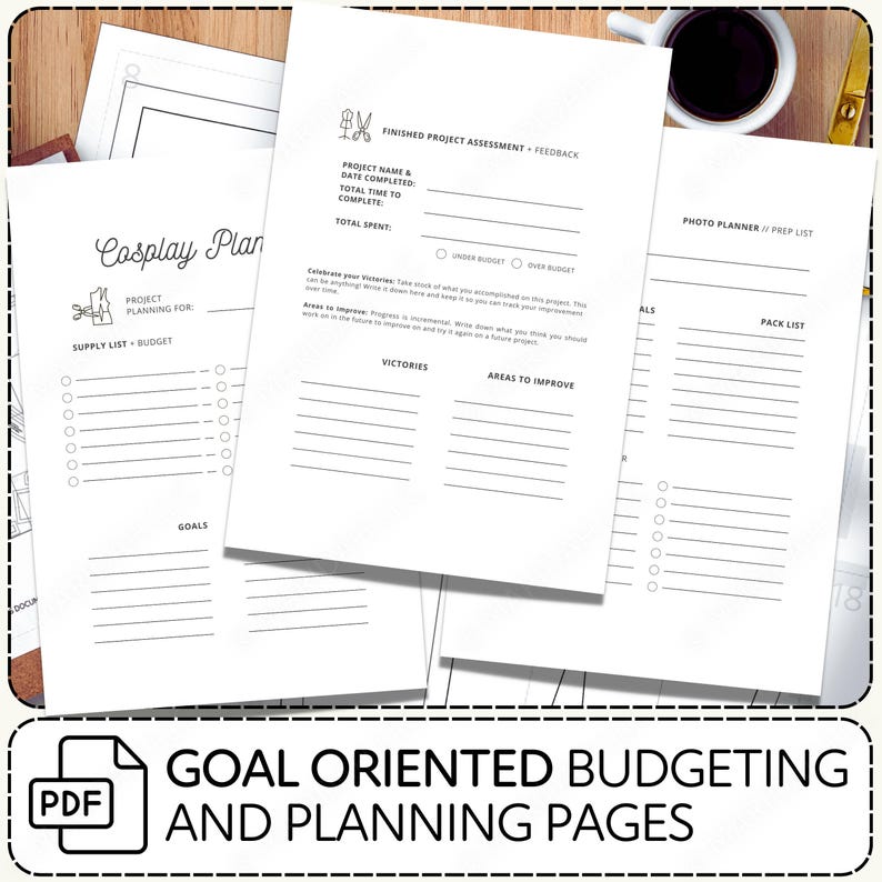 Cosplay Project Planner | PDF Costume Design and Task Organizer Digital Download image 3
