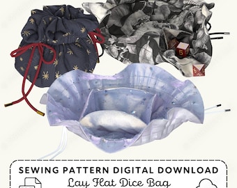 Lay Flat Dice Bag Sewing Pattern | Beginner-friendly Hobby TTRPG Gift (PDF Digital Download)