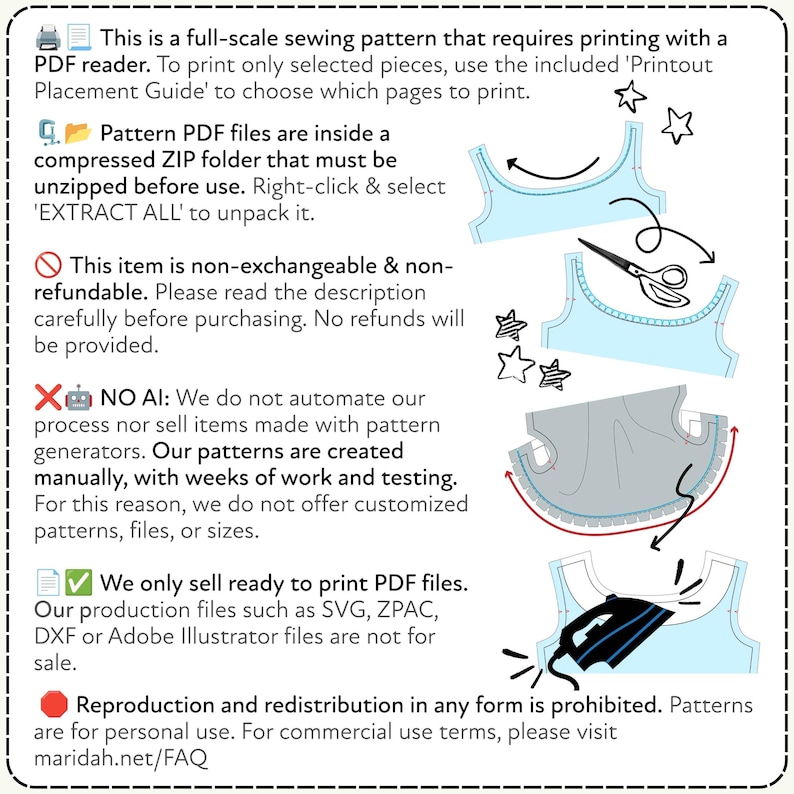 Printable sewing pattern terms