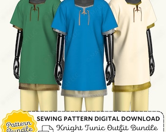 Knight Tunic Outfit Sewing Pattern Bundle | Mens XS-4XL Cosplay (PDF Digital Download)