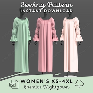 Chemise Dress Sewing Pattern | Renaissance Fair Medieval Historical Nightgown DIY Costume | PDF Download Cosplay Pattern | Womens XS-4XL
