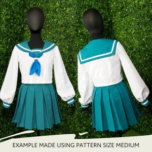 Japanese School Uniform Sewing Pattern Womens XS-4XL Seifuku Sailor ...