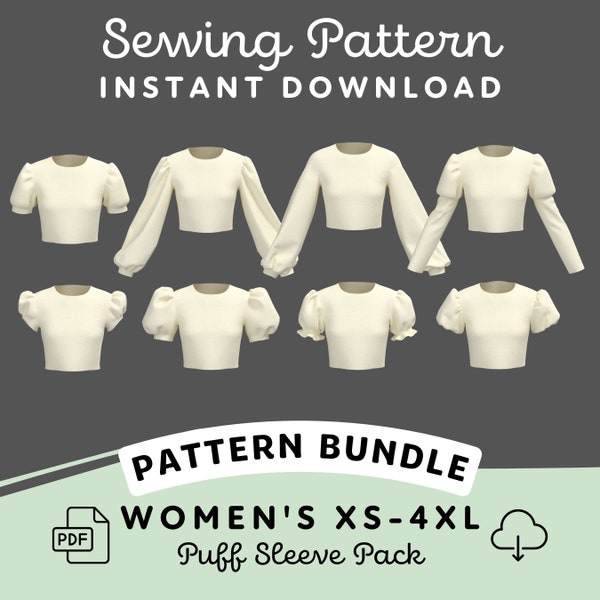 Puff Sleeve Sewing Pattern Bundle | Womens XS-4XL PDF Cosplay Pattern | Digital Download Print at Home Pattern