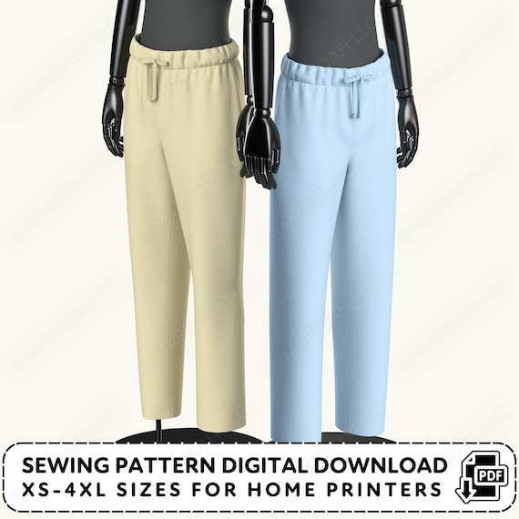 Drawstring Pants Sewing Pattern | Mens XS-4XL for Loungewear Cosplay Costume (PDF Digital Download)