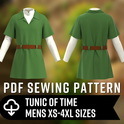 Link Tunic Sewing Pattern Men's XS4XL Ocarina of Time Etsy