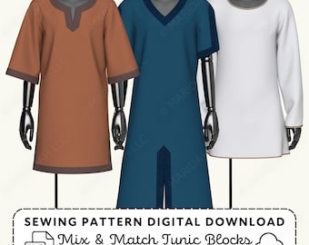 Medieval Tunics Sewing Pattern | Renaissance Fair Knight Viking Costume (PDF Digital Download)