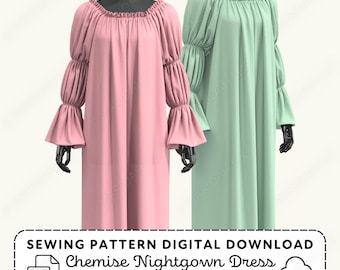 Chemise Dress Pattern | Marie Sleeves Medieval Renaissance Style (PDF Digital Download)