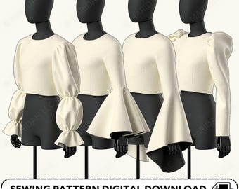 Sleeve Pattern Pack | Puff Flounce Mutton Sleeves XS-4XL (PDF Digital Download)