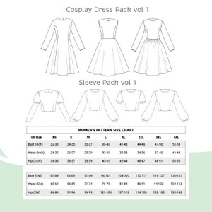 Cosplay Dress Pattern Bundle A Womens XS-4XL PDF Cosplay Pattern Digital Download Print at Home Pattern image 7