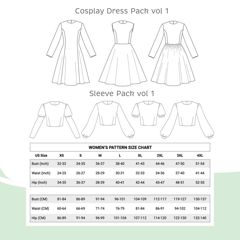 Cosplay Dress Pattern Bundle A Womens XS-4XL PDF Cosplay Pattern Digital Download Print at Home Pattern image 7