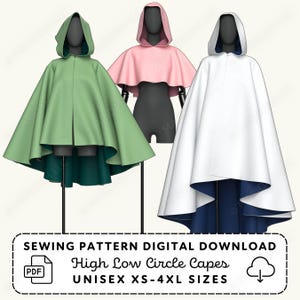 Hooded Circle Capes Sewing Pattern: Cosplay Cape Pack XS-4XL (PDF Digital Download)