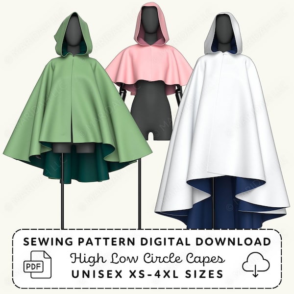 Hooded Circle Capes Sewing Pattern: Cosplay Cape Pack XS-4XL (PDF Digital Download)