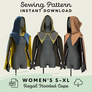 Regal Hooded Cape Sewing Pattern | Cloak PDF Cosplay Pattern and SVG Files | Digital Download Print at Home Pattern