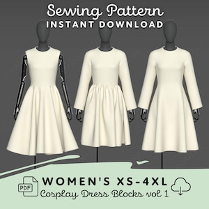 Cosplay Dress Pattern Pack Vol 1 | Womens XS-4XL PDF Cosplay Pattern | Digital Download Print at Home Pattern