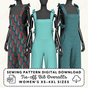 Bow Tie Overalls Sewing Pattern | Womens XS-4XL (PDF Digital Download)