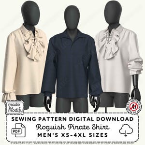 Roguish Pirate Shirt Sewing Pattern | Mens Renaissance Cosplay (PDF Digital Download)