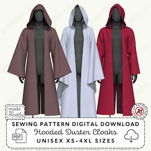 Hooded Cloak Modular Sewing Pattern | XS-4XL Wizard Robe, Renaissance Cosplay (PDF Digital Download)
