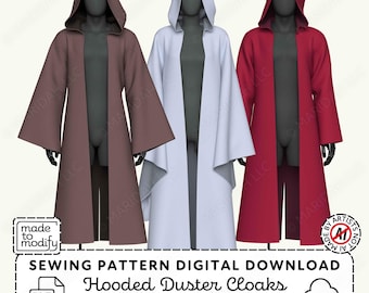 Hooded Cloak Modular Sewing Pattern | XS-4XL Wizard Robe, Renaissance Cosplay (PDF Digital Download)