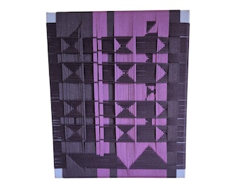 Dark Brown and Pink Geometric Wall Art – Modern Handmade Textile Piece | Geometric Home Decor | Scandinavian Boho Minimalist Interior Gift